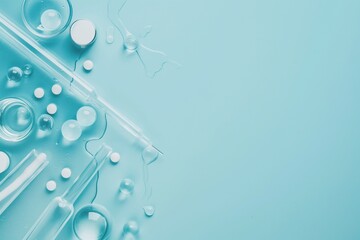 Fototapeta premium 医療器具とパステルブルーの背景とコピースペース