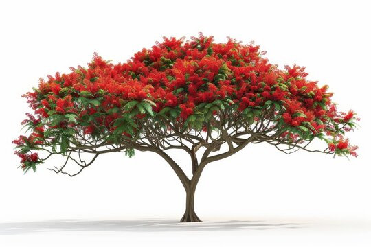 delonix regia tree isolated on white background 3d illustration