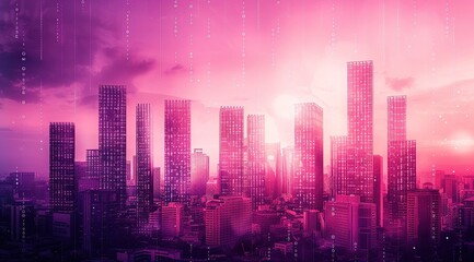 city skyline at night