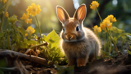 Fototapeta premium Rabbit - Bunny, Cute, Hare, Animal, Mammal, Wildlife