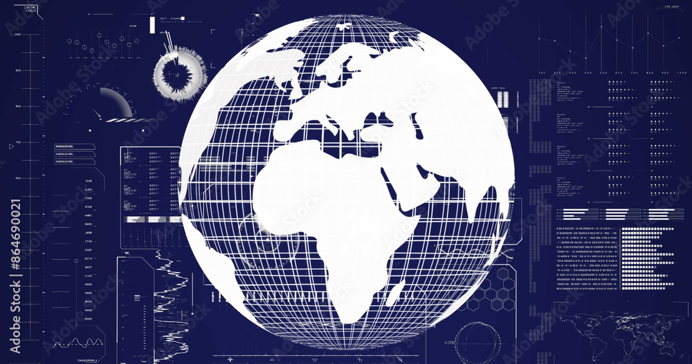 Poster Image of globe over data processing