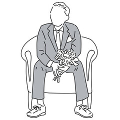 【手書きイラスト】新郎 タキシード