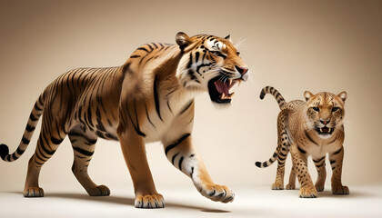 powerful animal tiger roaring set collection 3