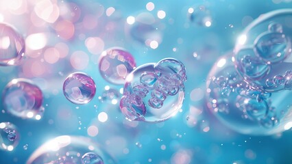 Multi-coloured transparent water bubbles creative background image
