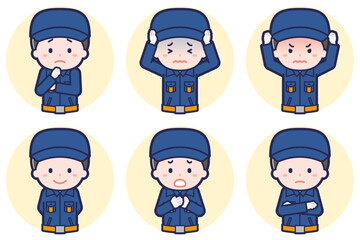 男性消防団員のポーズセット_05