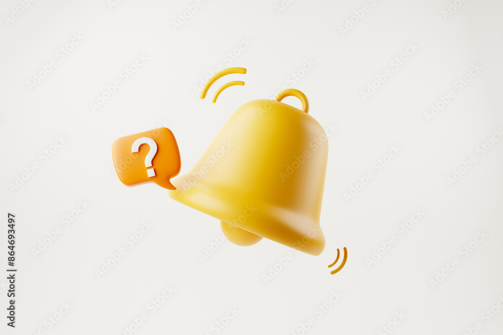 Poster 3d rendering of suspicious alert icon with question mark in the icon