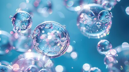 Naklejka premium Multi-coloured transparent water bubbles creative background image