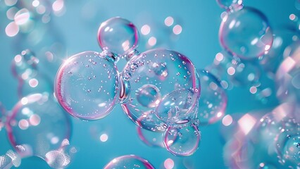 Multi-coloured transparent water bubbles creative background image