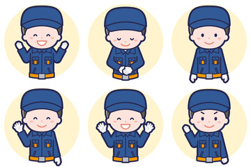 男性消防団員のポーズセット_02