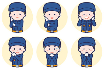 男性消防団員のポーズセット_04