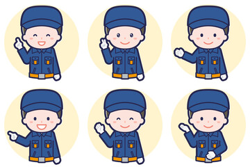 男性消防団員のポーズセット_03