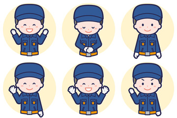 男性消防団員のポーズセット_02