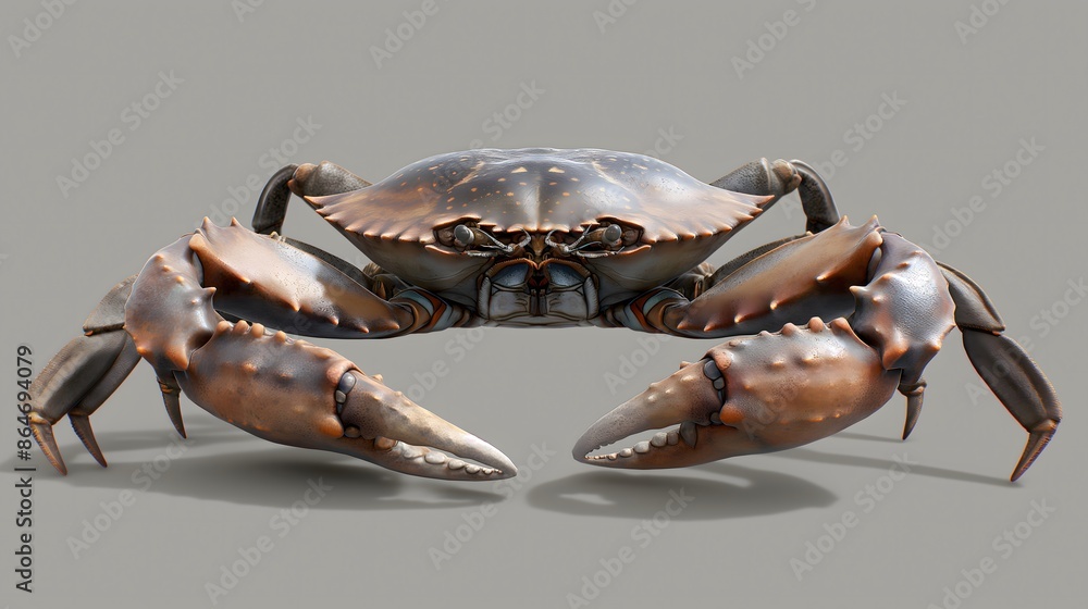 Poster 1. create a detailed image of a crab's entire body, isolated on a transparent background, showcasing