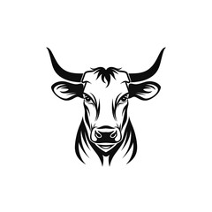 Naklejka premium Cow head silhouette on white background