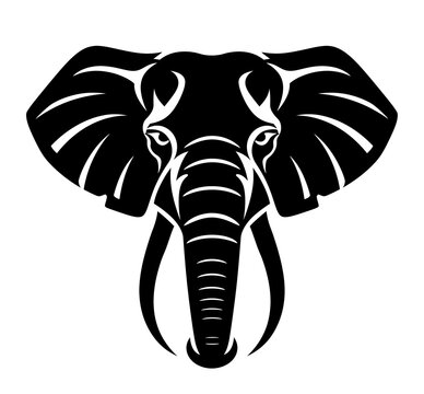 recommend clip art: elephant head silhouette on white background