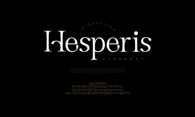 Hesperis premium luxury elegant alphabet letters and numbers. Vintage wedding typography classic serif font decorative vintage retro. creative vector illustration