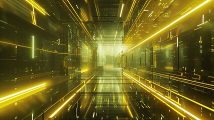 Sci-fi glowing future hyperspace tunnel