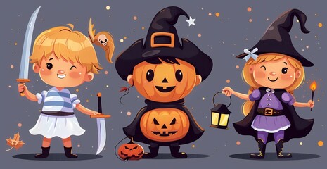 ハロウィンの仮装をした子供たち