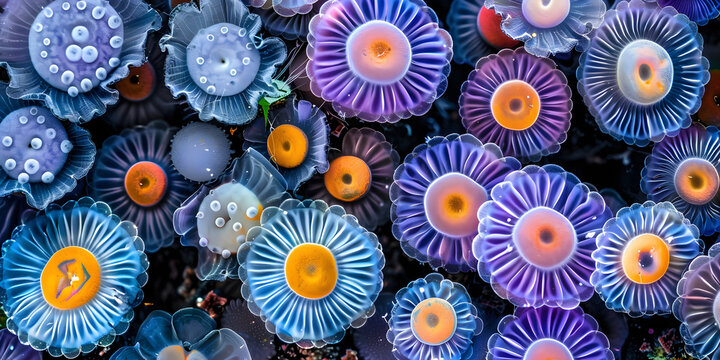 C&eacute;lulas em mitose com cores vibrantes