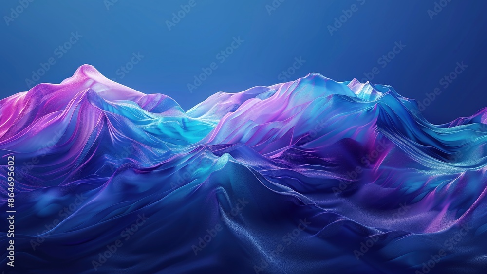 Wall mural blue and purple light effect acidic tech liquid fluid background