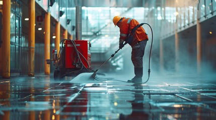 Professional industrial cleaning of a public building
