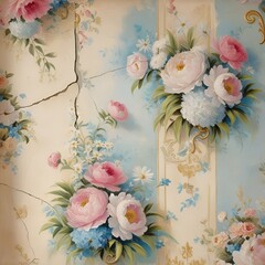 vintage wallpaper with flowers Generative AI 