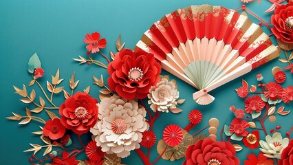 Oriental Folding Fan Paper Flower Idea Chart