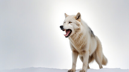 Obraz premium potrait of white wolf barking with the white background