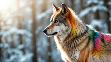 Obraz premium potrait of brown wolf staring and hunting in the forest