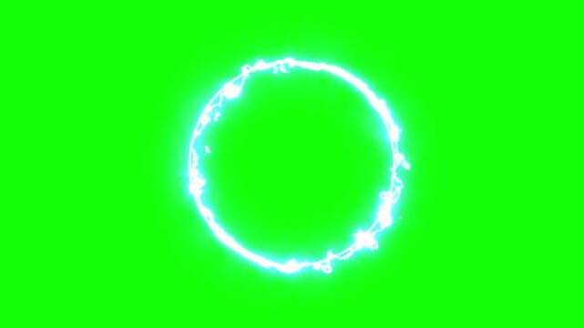 A ring of plasma against a green background. 3D animation