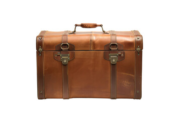 Vintage Brown Leather Suitcase with Metal Clasps