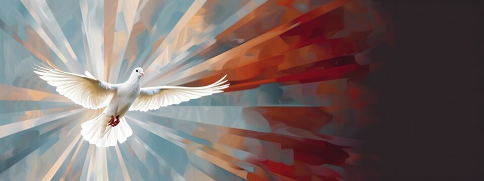 Winged dove with copy space, a representation of the New Testament Holy Spirit