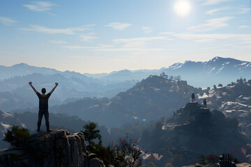 Obraz premium Triumphant Ascent: Arms Embracing the Heights