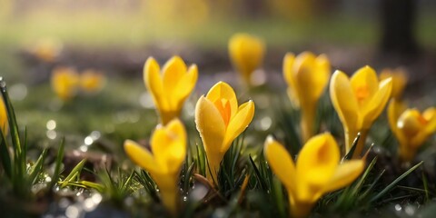 yellow crocus flowers