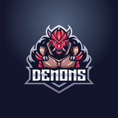 Demon Mascot Esport Logo Design Illustration For Gaming Club