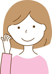 電話をかけるポーズをする女性
