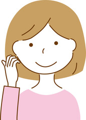 電話をかけるポーズをする女性
