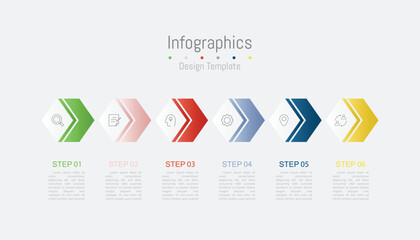 Infographic 6 options design elements for your business data. Vector Illustration.