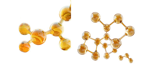Butter Molecule Dairy Fats Isolated on Transparent or White Background, PNG
