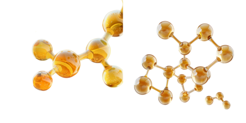 Butter Molecule Dairy Fats Isolated on Transparent or White Background, PNG