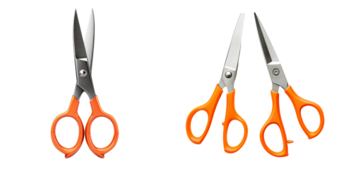 Orange Scissors Isolated on Transparent or White Background, PNG