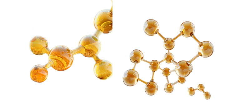 Butter Molecule Dairy Fats Isolated on Transparent or White Background, PNG