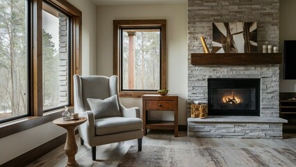 Fototapeta premium living room with fireplace