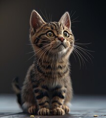 Tabby cat in animated style