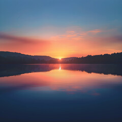 Fototapeta premium A New Dawn: Embracing the Promise of a New Day with Golden Sunrise Over Serene Landscape