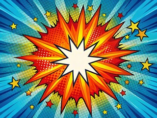 Vibrant colored explosions, bursts, and blasts in a comic book style, accompanied by energetic sound effects like Zap, Pow, and Boom, in a playful, dynamic design.