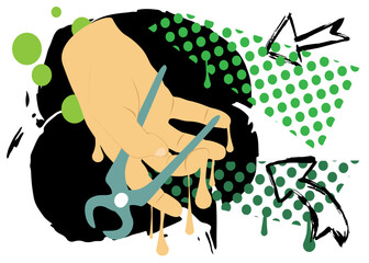 Pliers graffiti with speech bubble. Abstract modern Messaging sign street art decoration, performed in urban painting style.