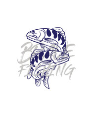 handrawn fishing logo illustration, grunge with text brave and fishing