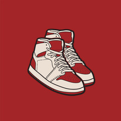 Sneaker shoes . Concept. Flat design. Vector illustration. Sneakers in flat style. Sneakers side view. Fashion sneakers.	
