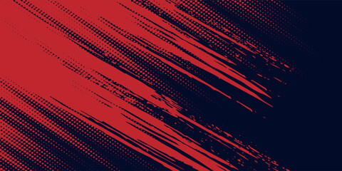 Red halftone dots blue color pattern gradient grunge texture background. Dot pop art comic sport style vector illustration sport  red modern grunge